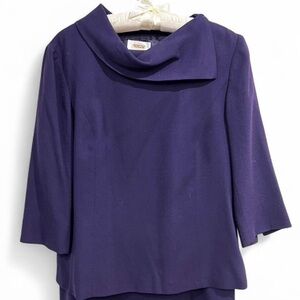 PURPLE COWL NECK BLOUSE WITH MATCHING SKIRT